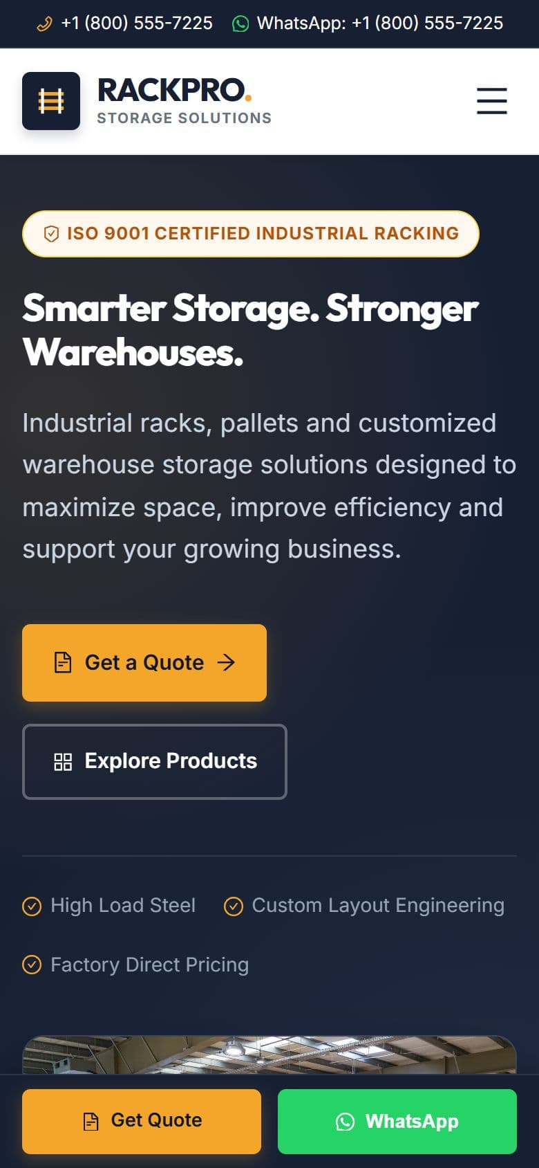 RackPro Solutions screen